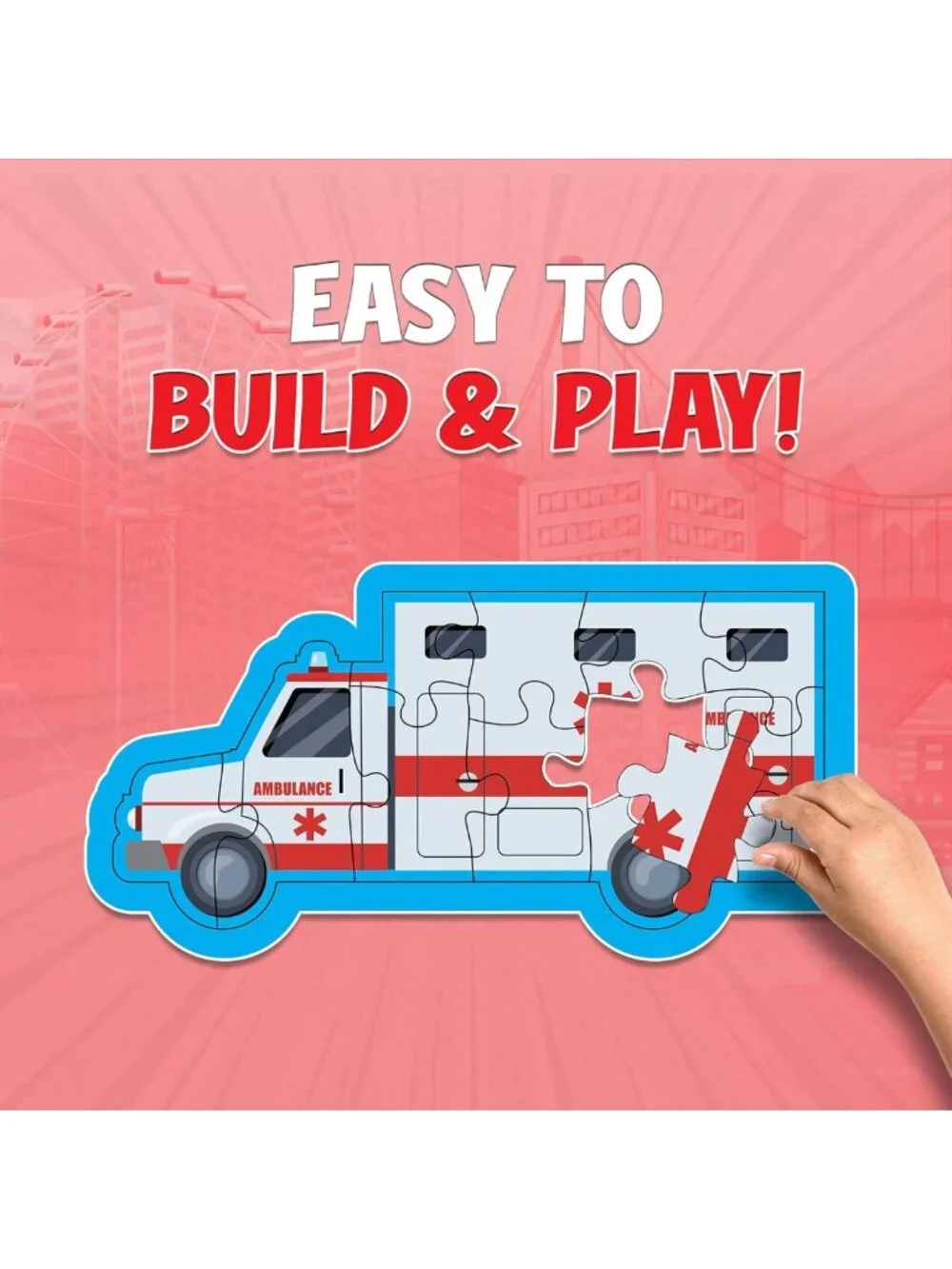 Emergency Vehicles 4-in-1 Floor Puzzles for Kids - Fire Truck, Police Car